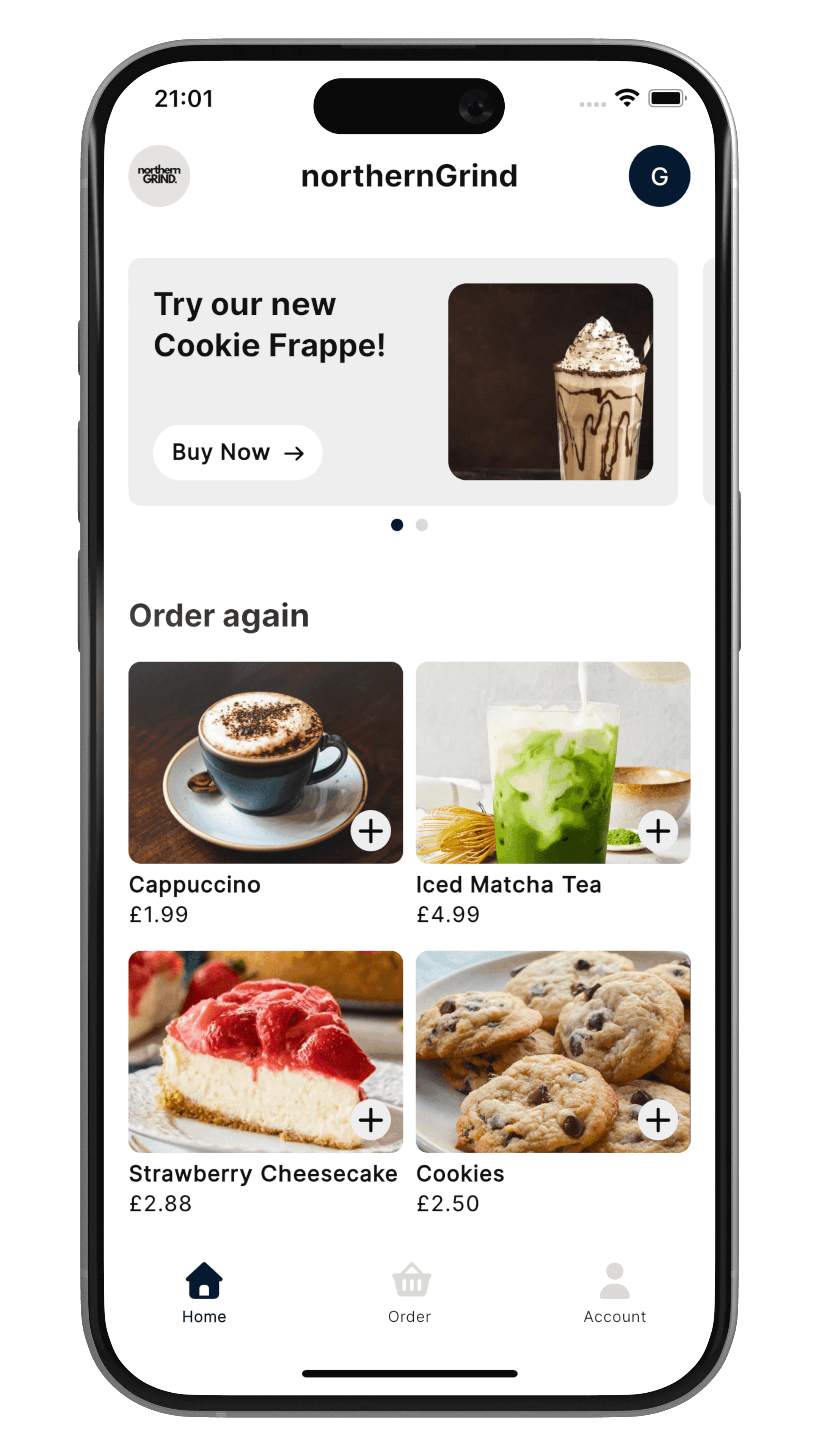 The Sizzle app home screen